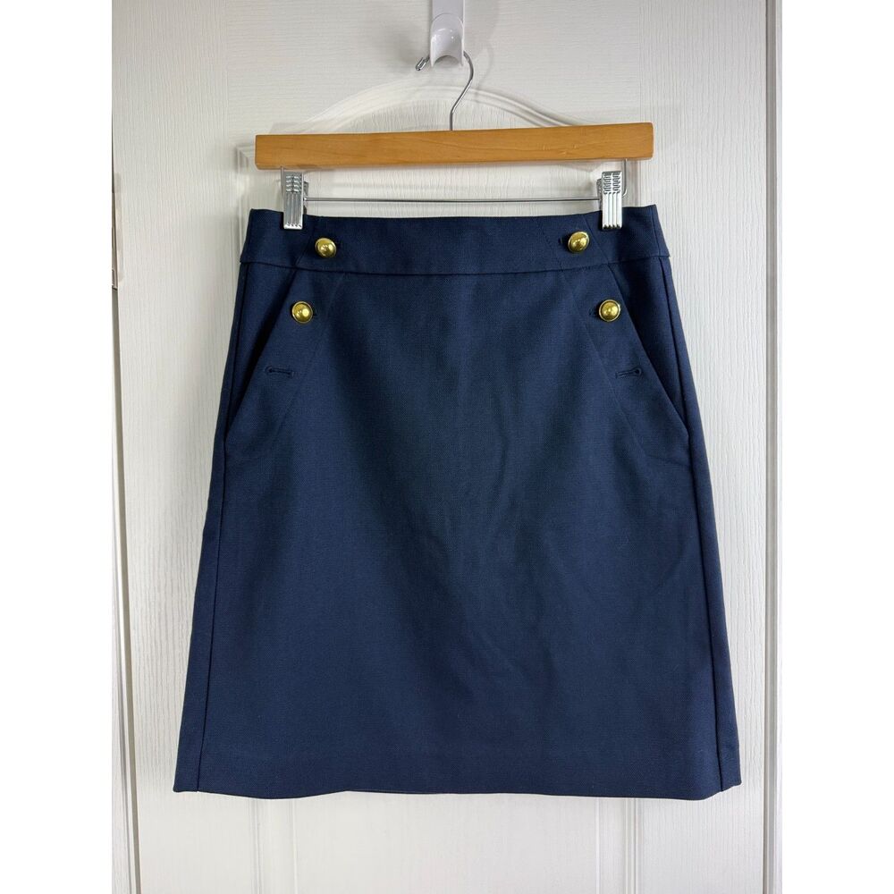 LOFT Outlet Women’s Skirt Size 4 Navy Blue A-Line Gold Button Nautical Lined